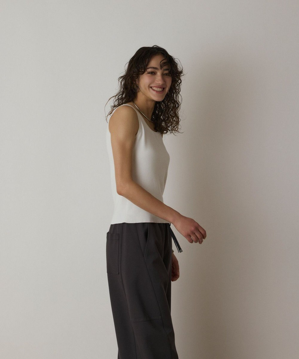 GRACE CONTINENTAL Uネックリブニットトップ 