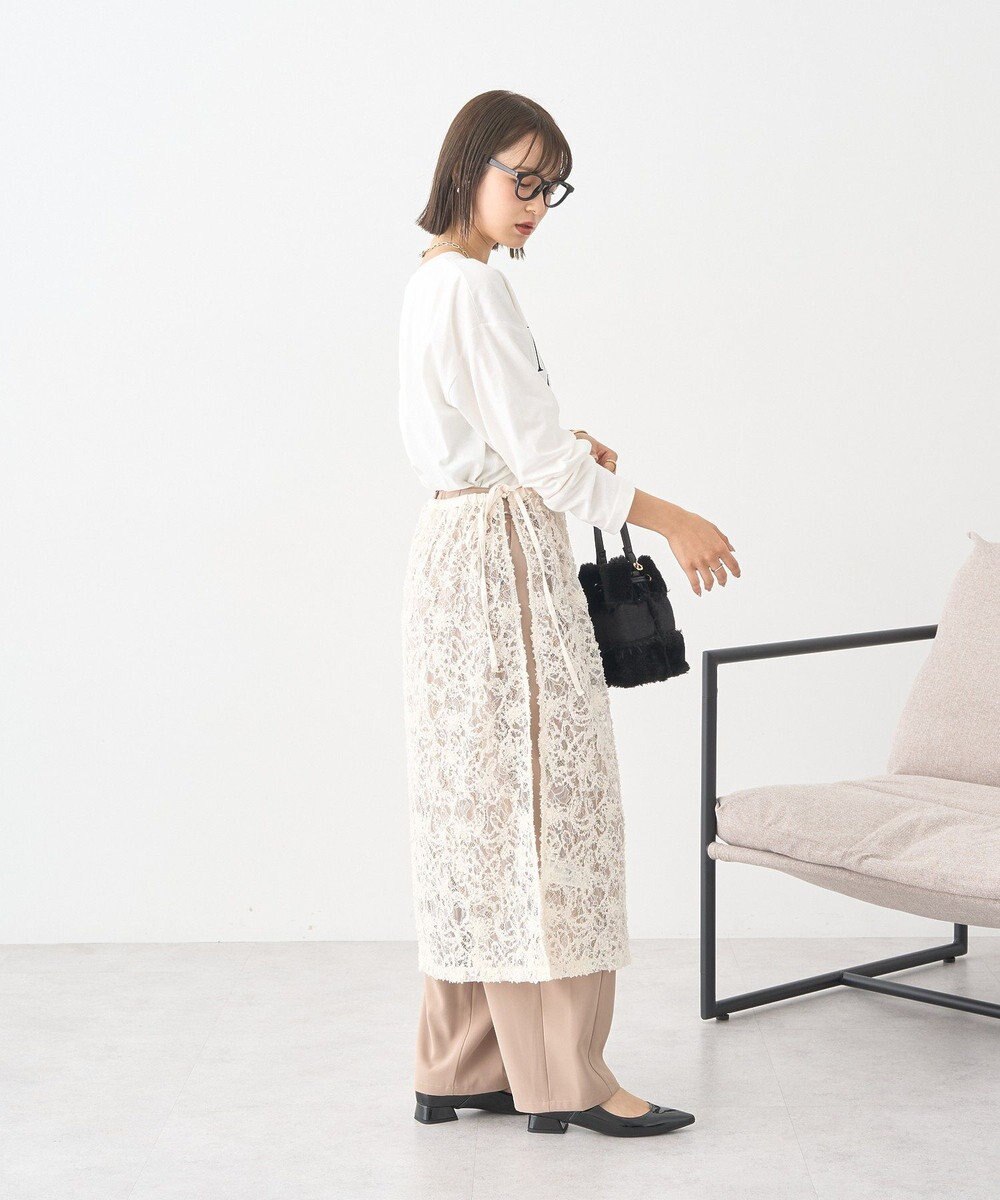 earth music&ecology モールレースラップスカート 