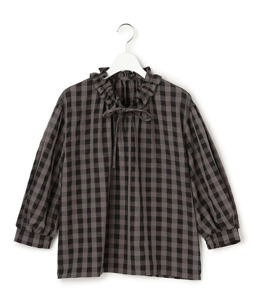 23区 L 【WEB&一部店舗限定】ブロックチェック フリル ブラウス 