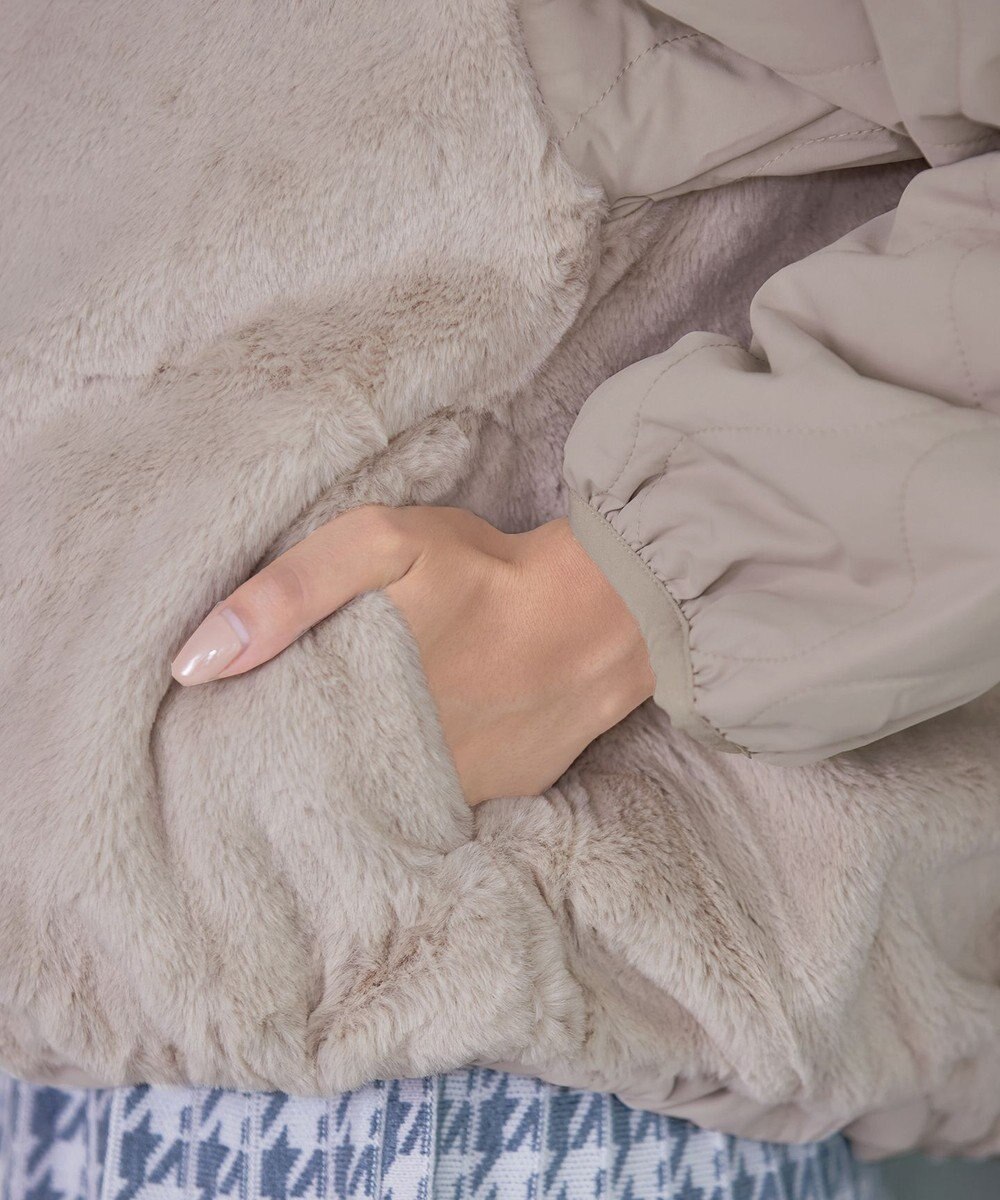 Tiaclasse 【リバーシブル】キルティングエコファー2WAYブルゾン 