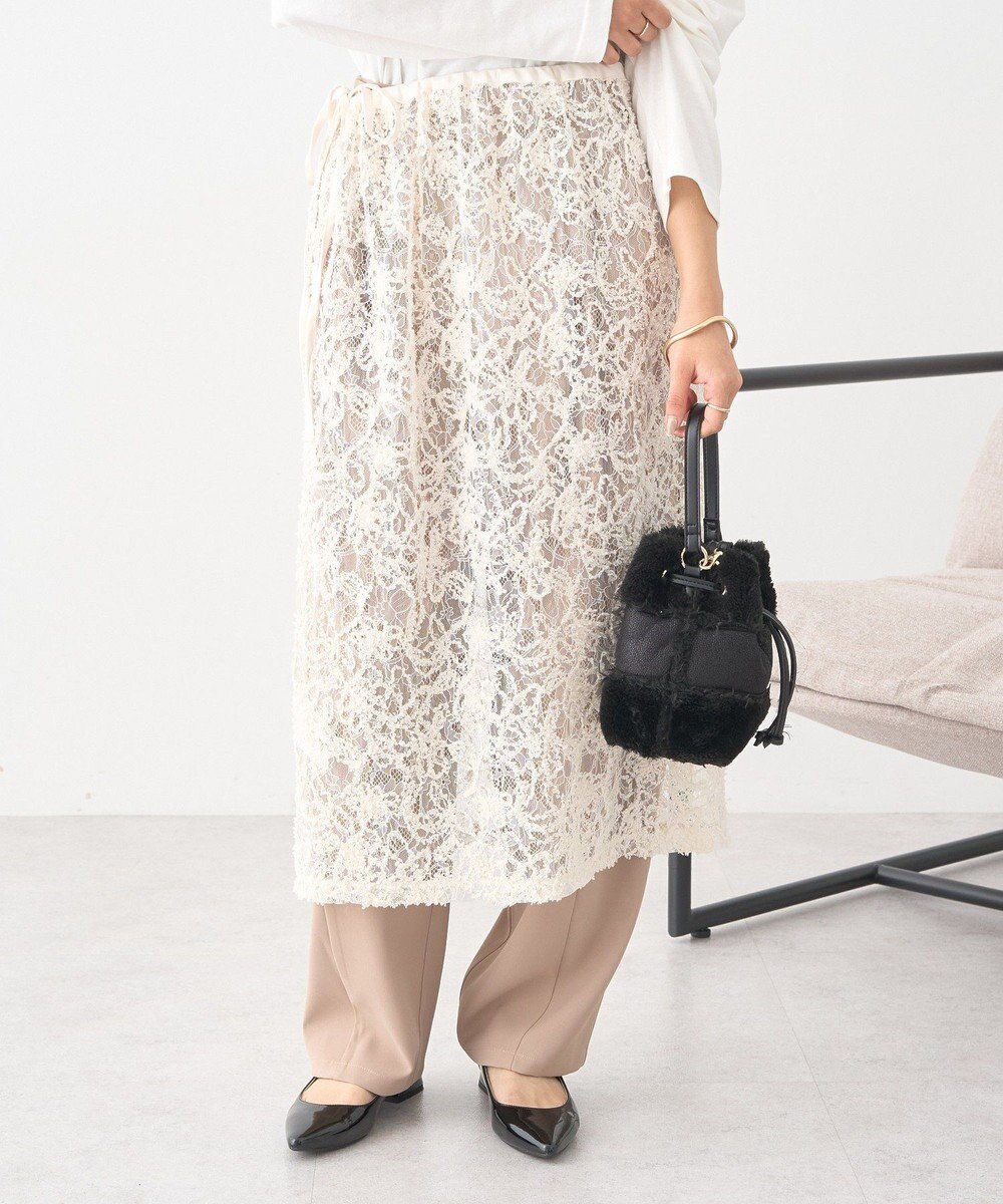 earth music&ecology モールレースラップスカート 