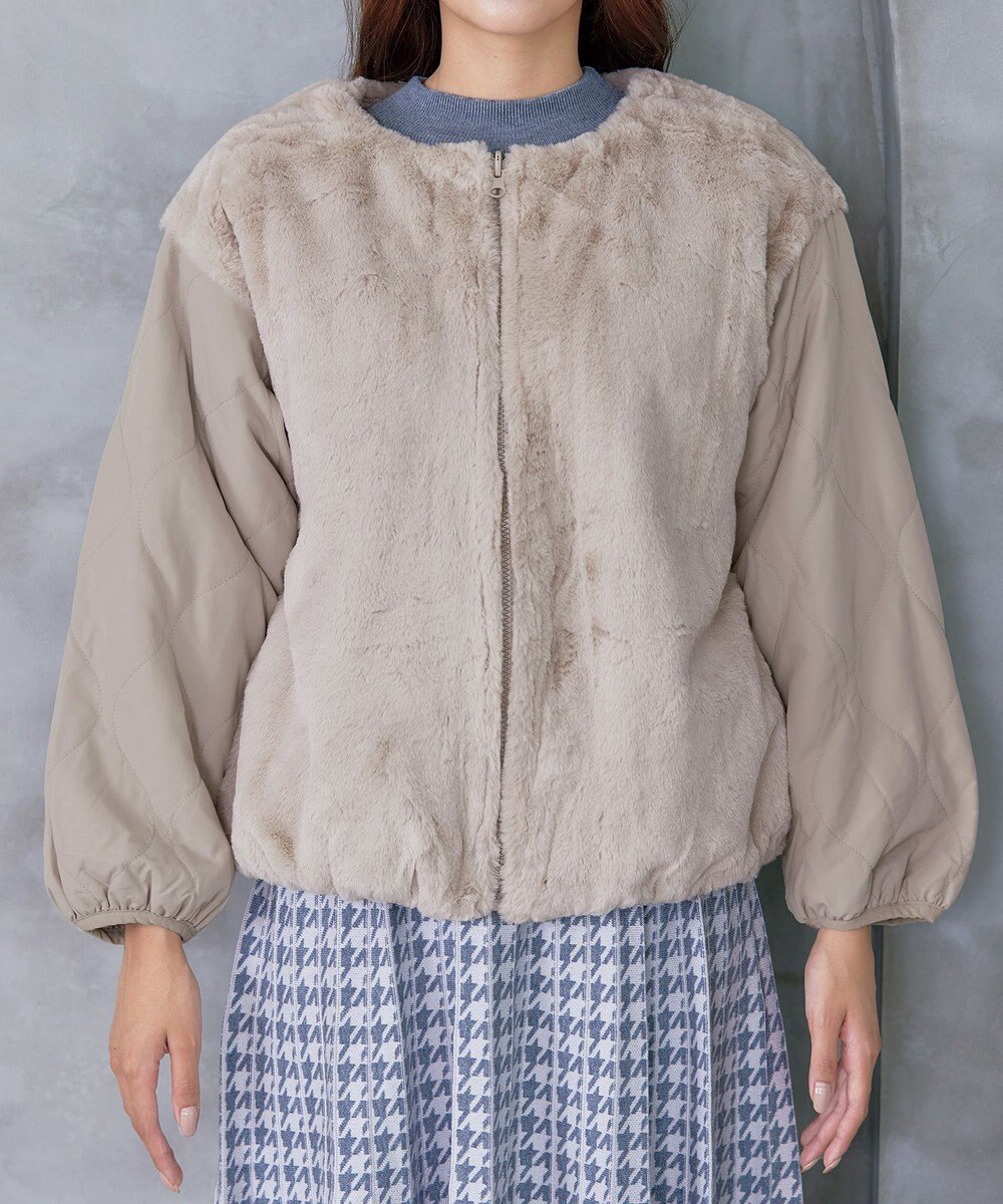 Tiaclasse 【リバーシブル】キルティングエコファー2WAYブルゾン 