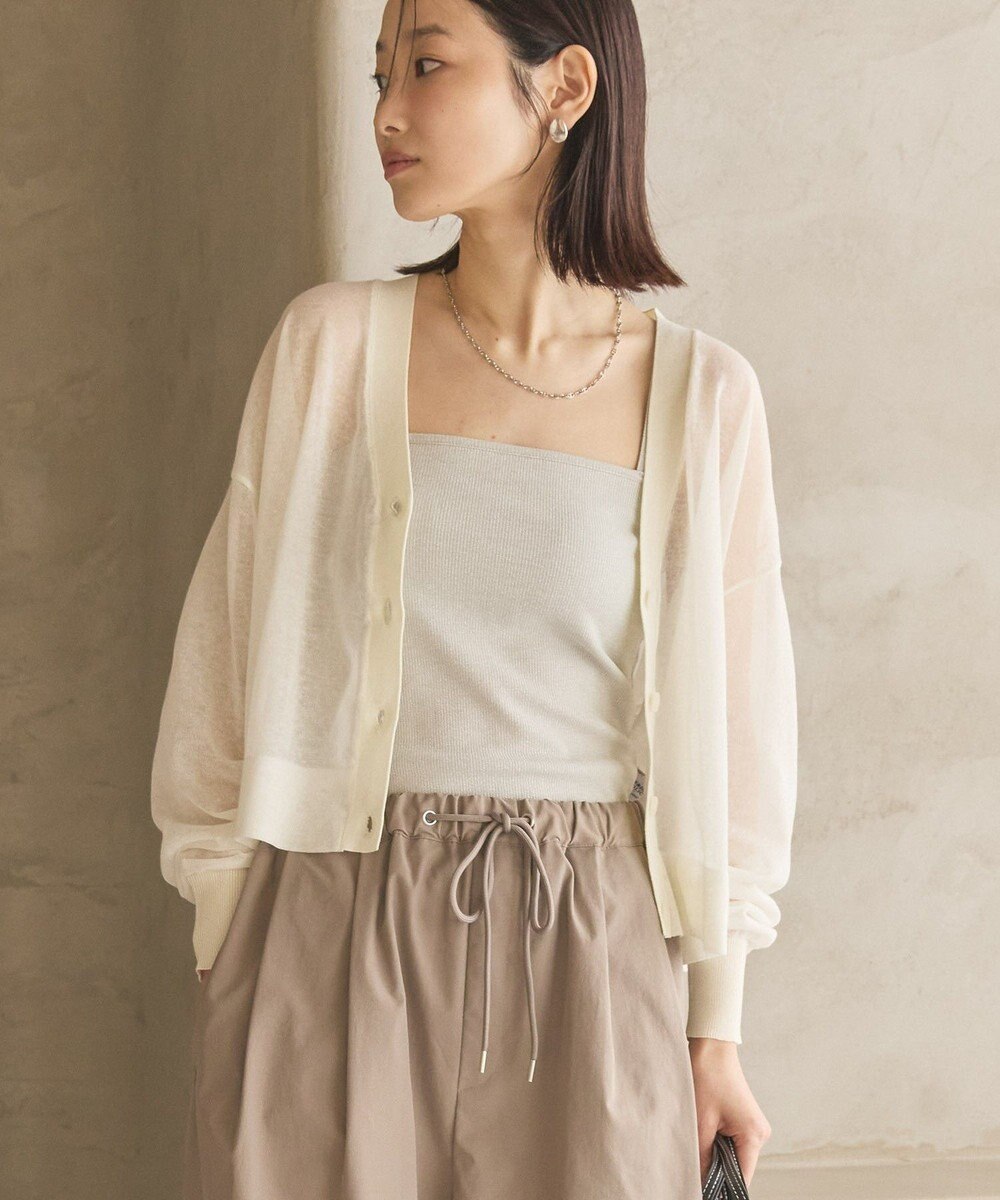 AMERICAN HOLIC ウォッシャブルショート丈シアーカーディガン 