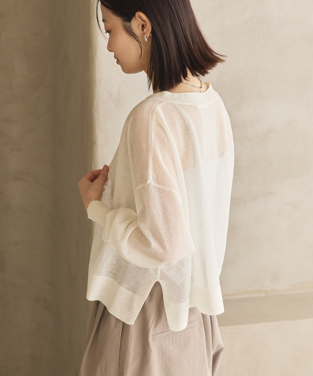 AMERICAN HOLIC ウォッシャブルショート丈シアーカーディガン 