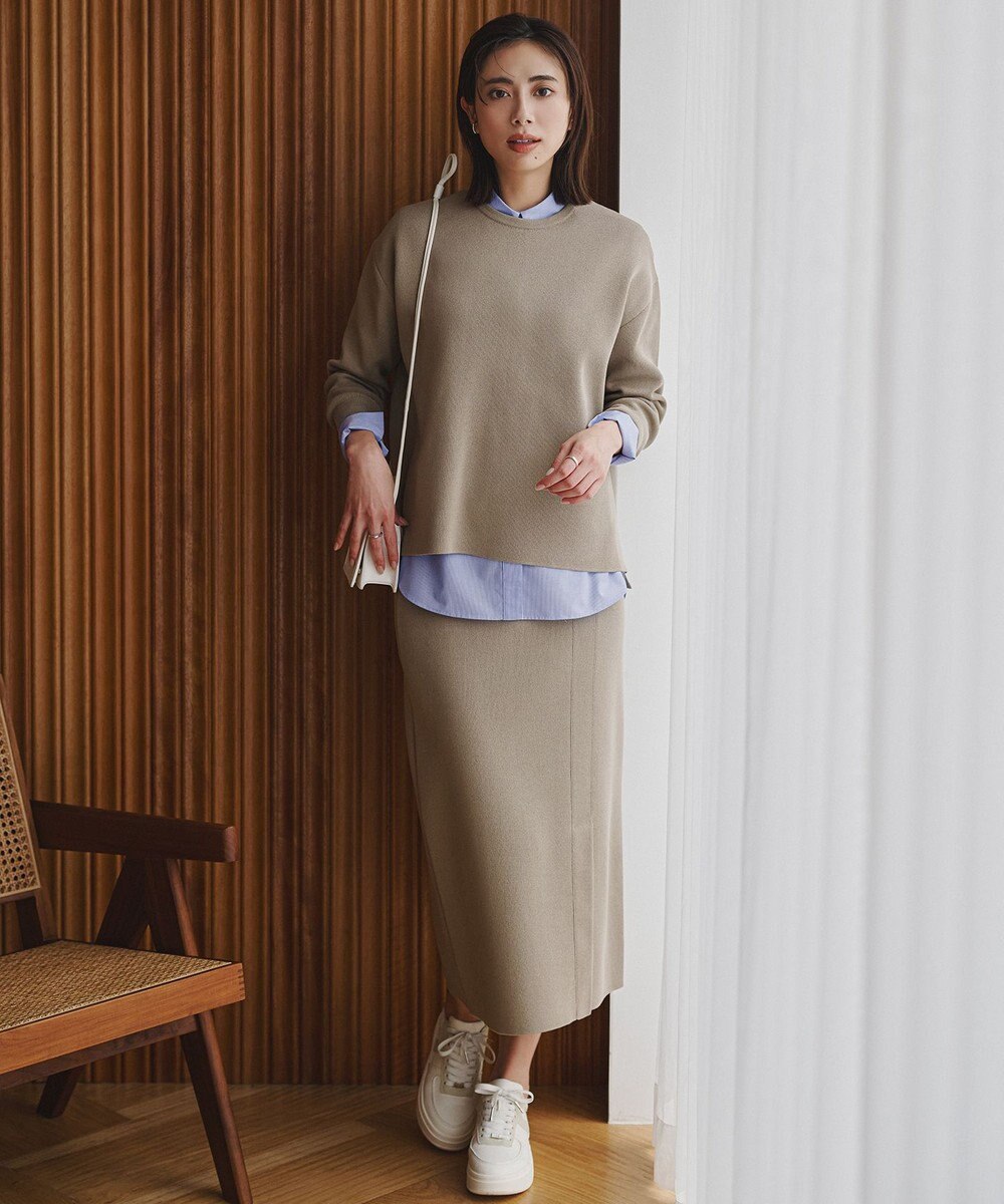 ICB L コットンポリエステルスムース  プルオーバー ニット 