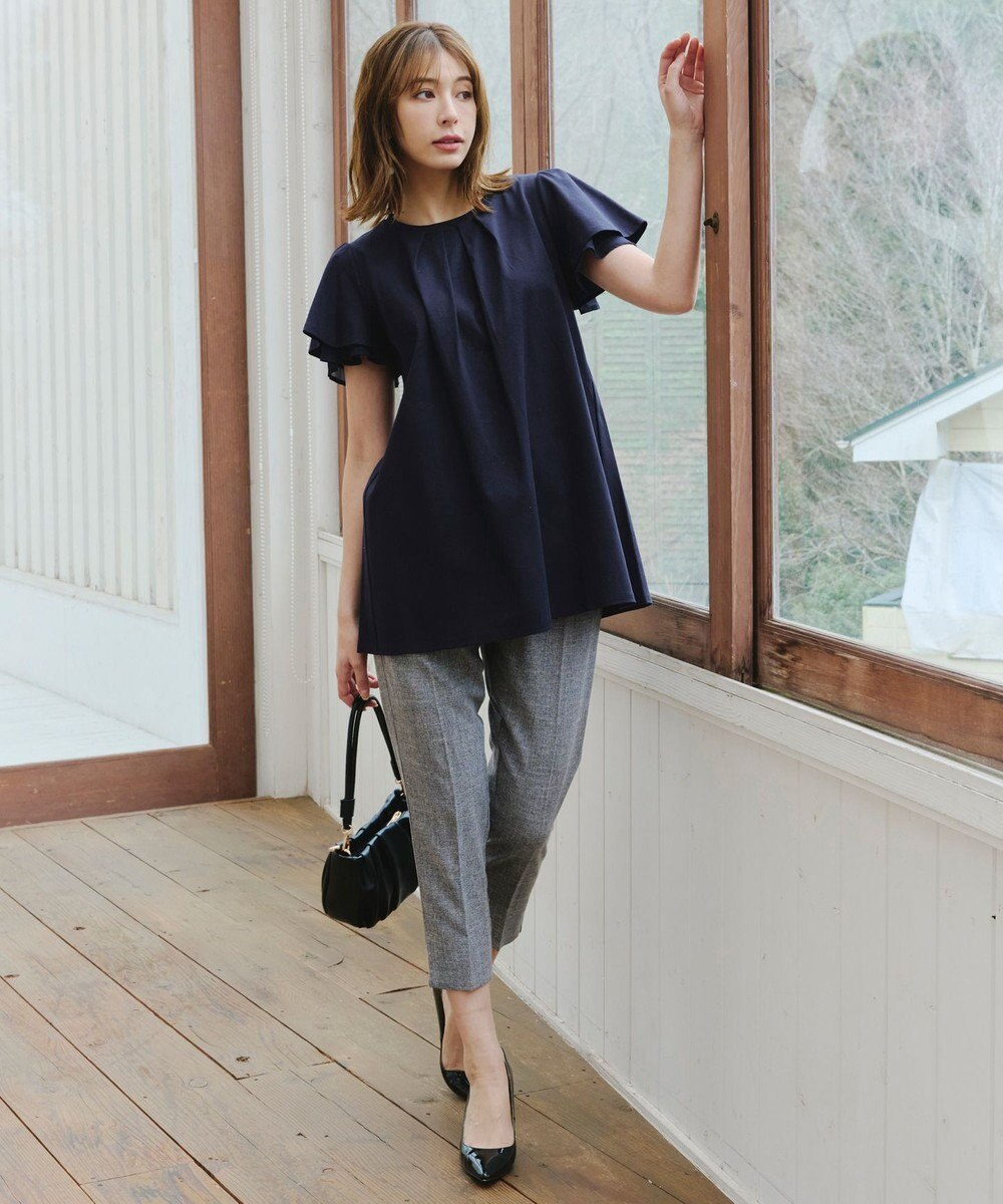 Tiaclasse 【洗える】麻調テーパードパンツ 