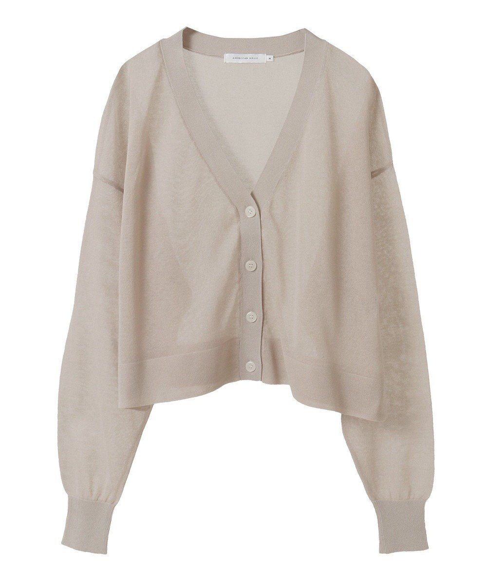 AMERICAN HOLIC ウォッシャブルショート丈シアーカーディガン 