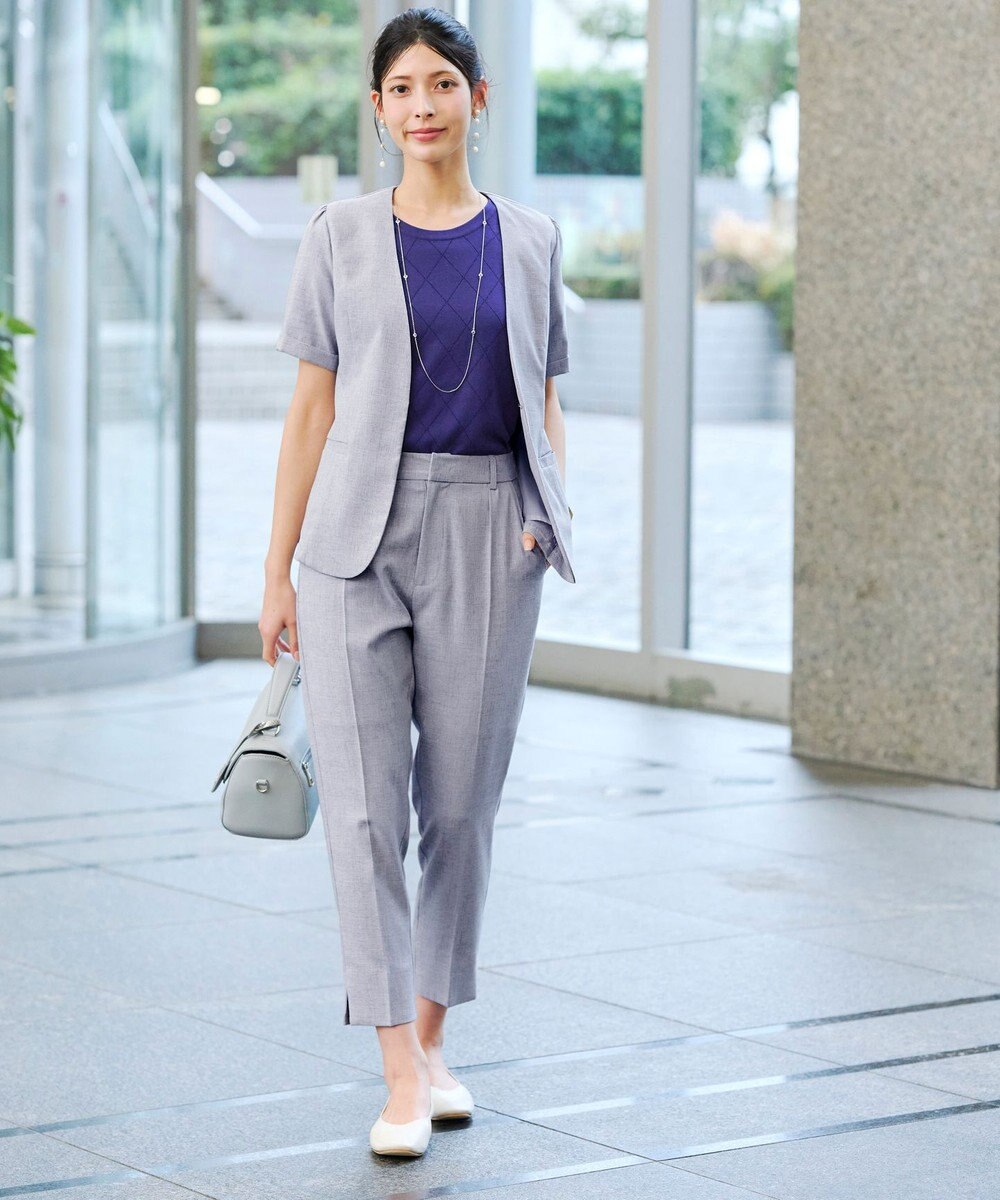 Tiaclasse 【洗える】麻調テーパードパンツ 