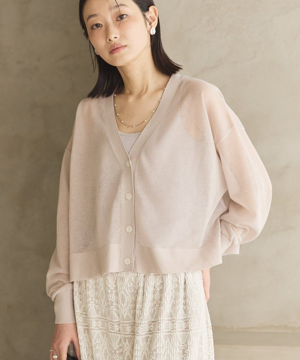 AMERICAN HOLIC ウォッシャブルショート丈シアーカーディガン 