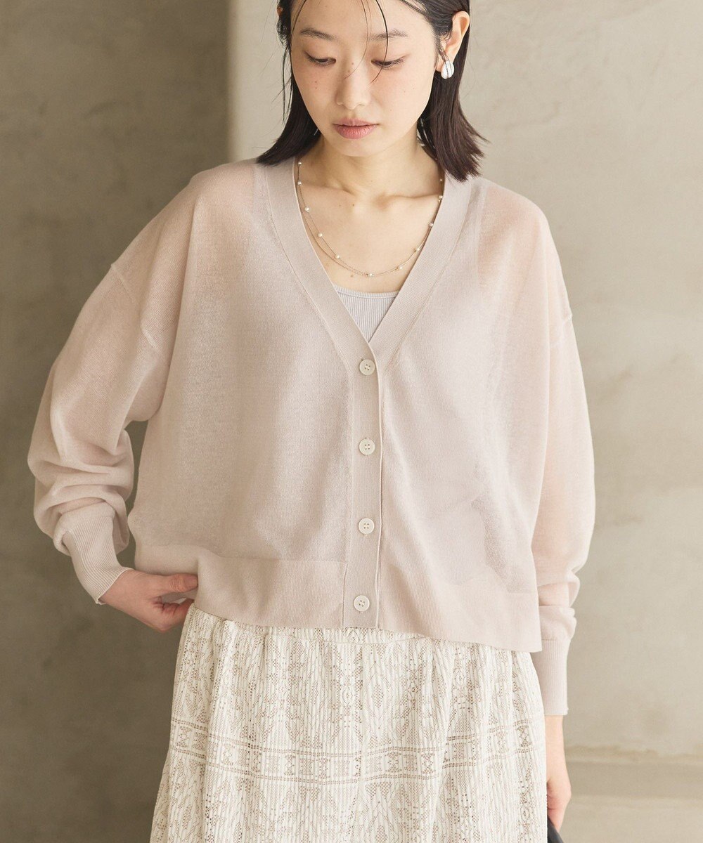 AMERICAN HOLIC ウォッシャブルショート丈シアーカーディガン 