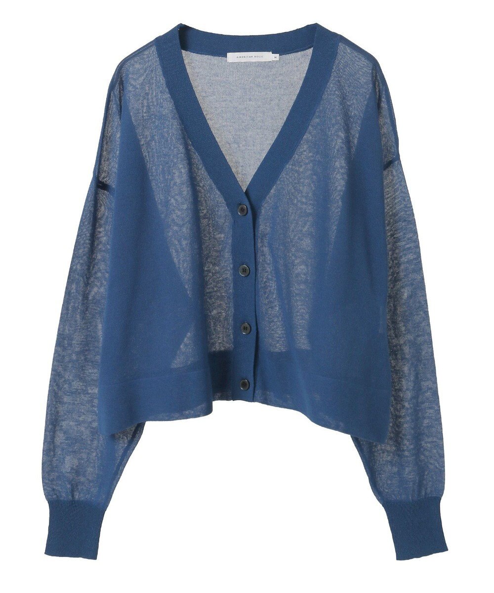 AMERICAN HOLIC ウォッシャブルショート丈シアーカーディガン 