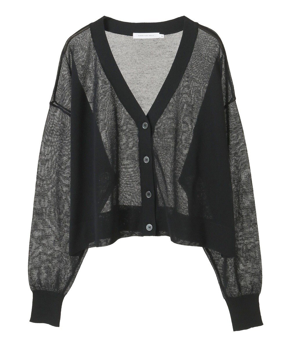 AMERICAN HOLIC ウォッシャブルショート丈シアーカーディガン 