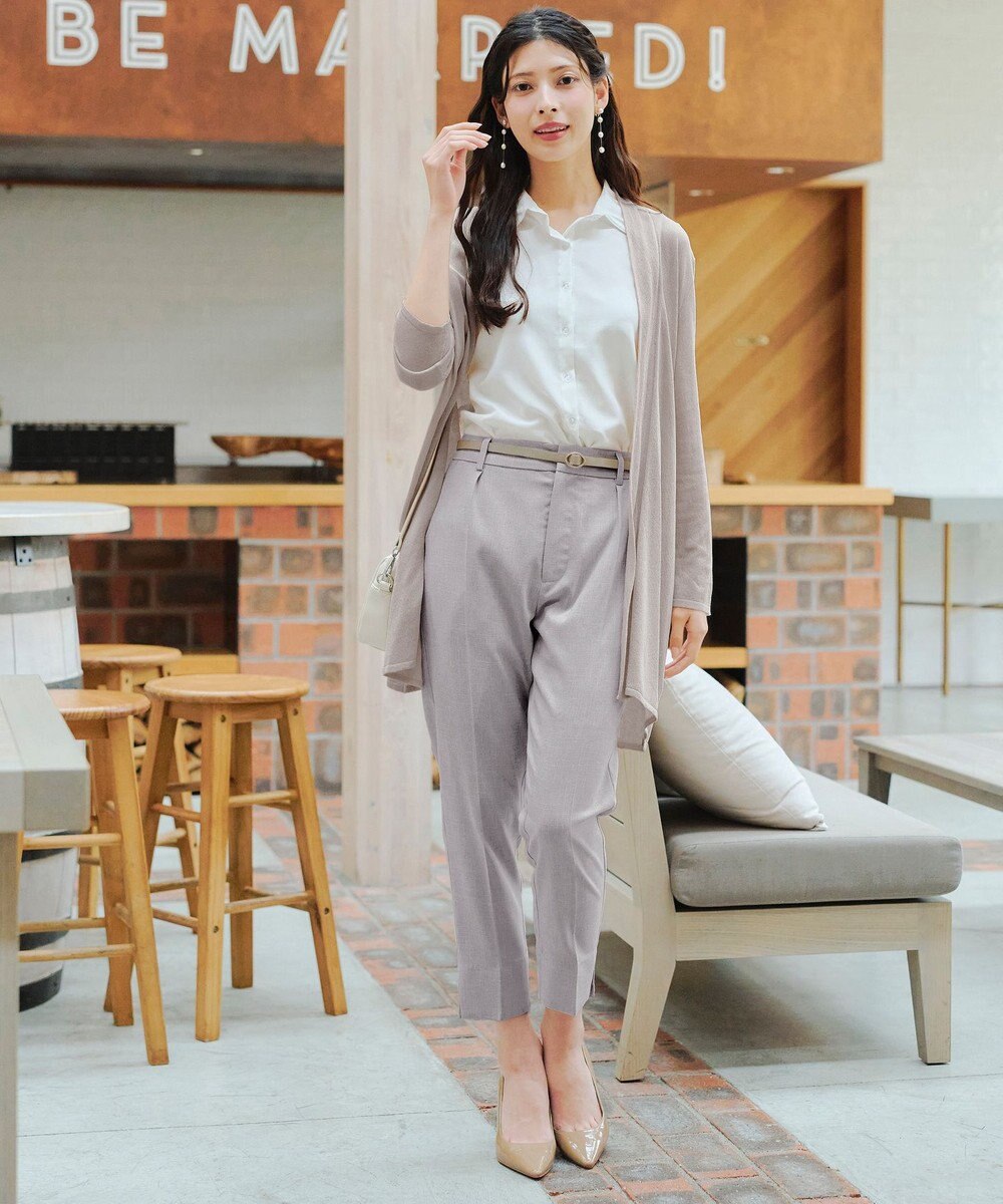 Tiaclasse 【洗える】麻調テーパードパンツ 