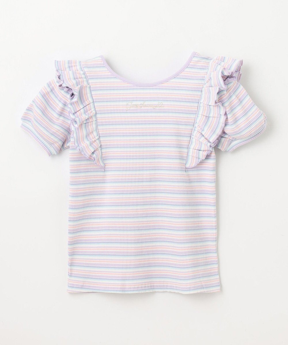 ANY KIDS オン・オフショルダー ボーダー Tシャツ 