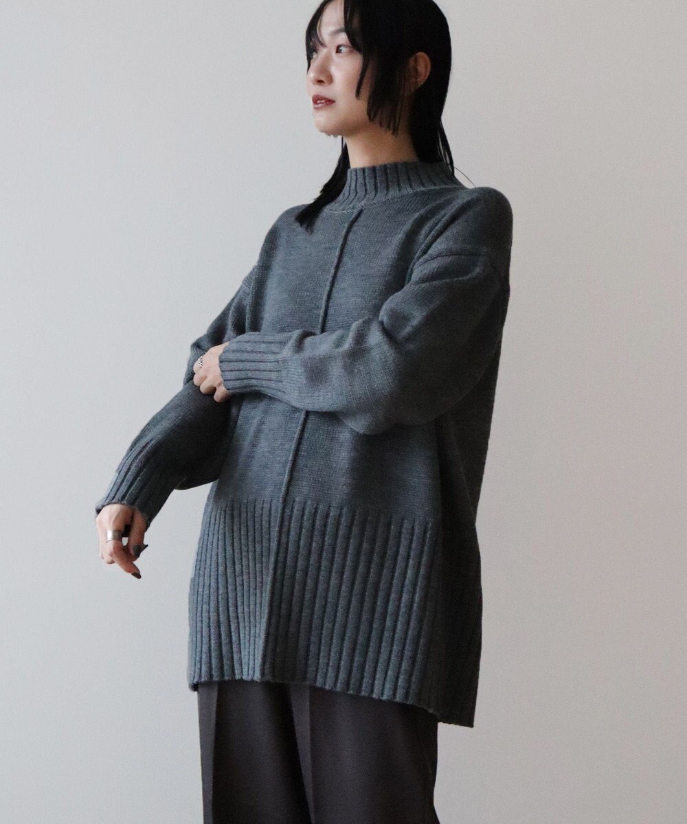 Green Parks 洗えるモックネックニットプルオーバー 