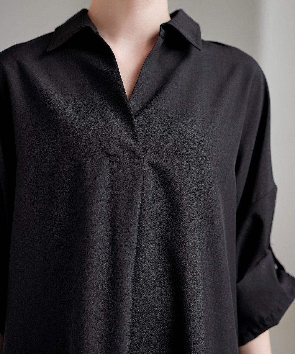 Tiaclasse 【洗える】麻ライクスキッパーシャツチュニック 