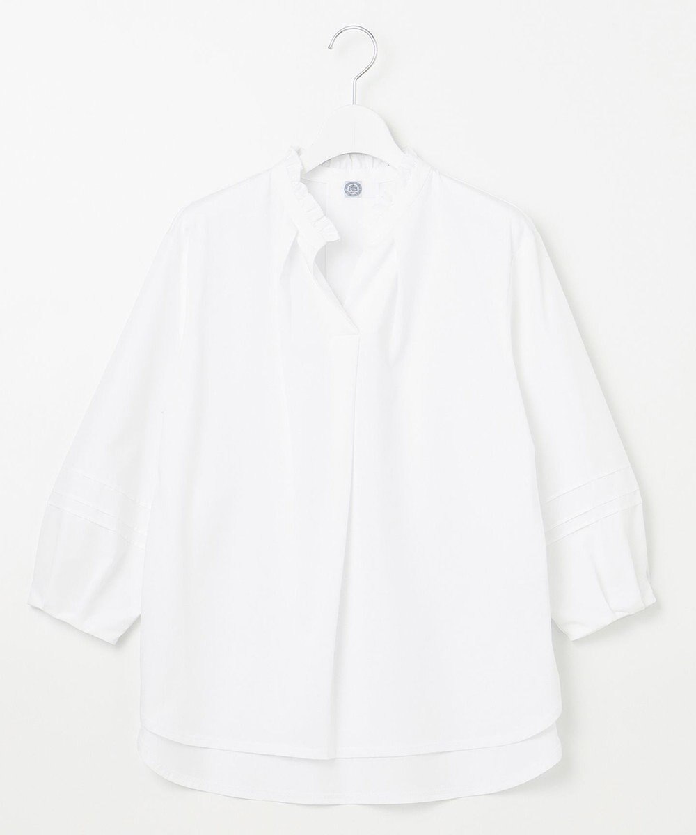 J.PRESS LADIES コンビジャージー フリルネック カットソー 