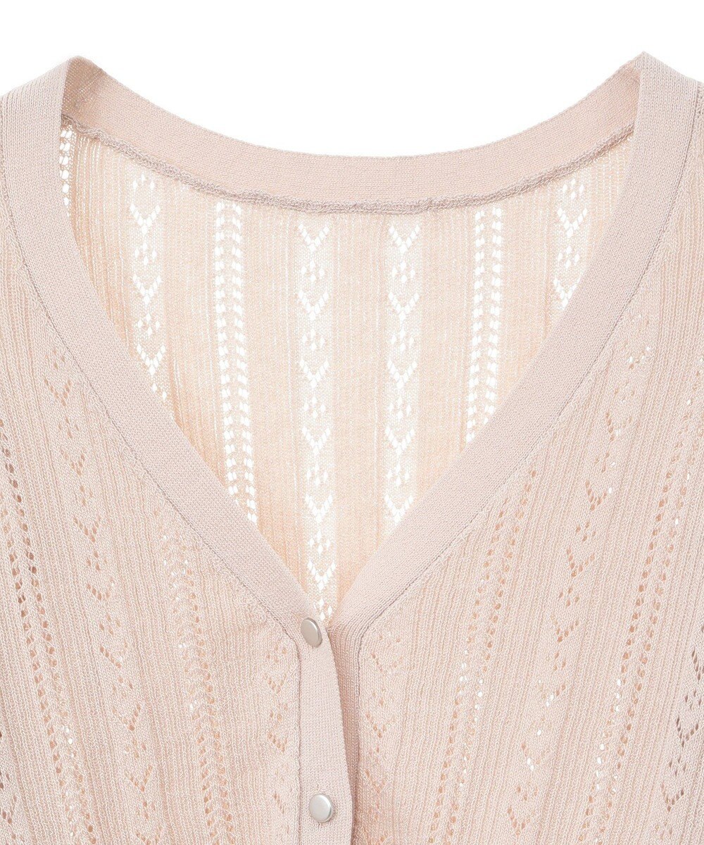 earth music&ecology シルバーボタン透かし編みニットカーディガン 