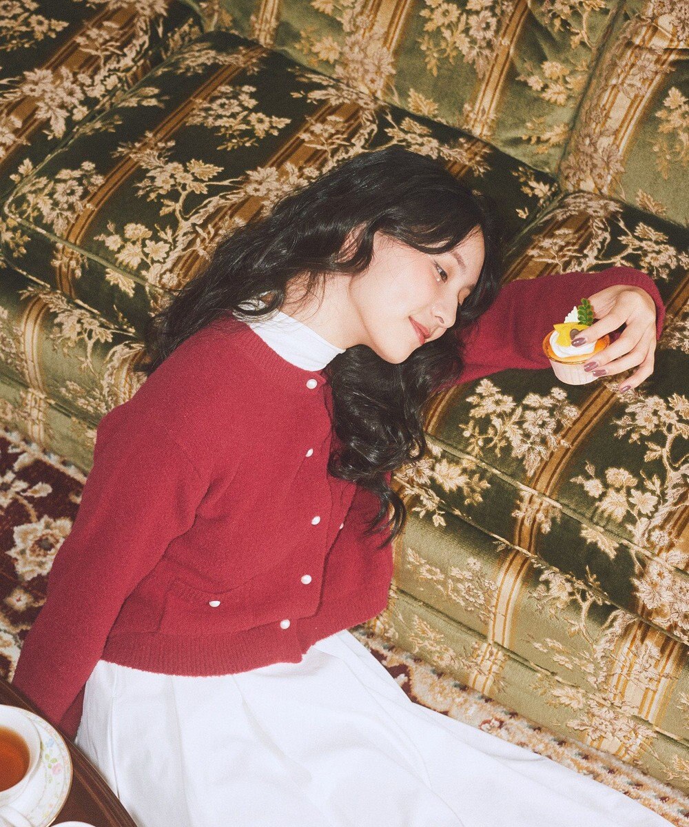 earth music&ecology 【イージーケア】パウダーシャギークルーネックカーディガン 