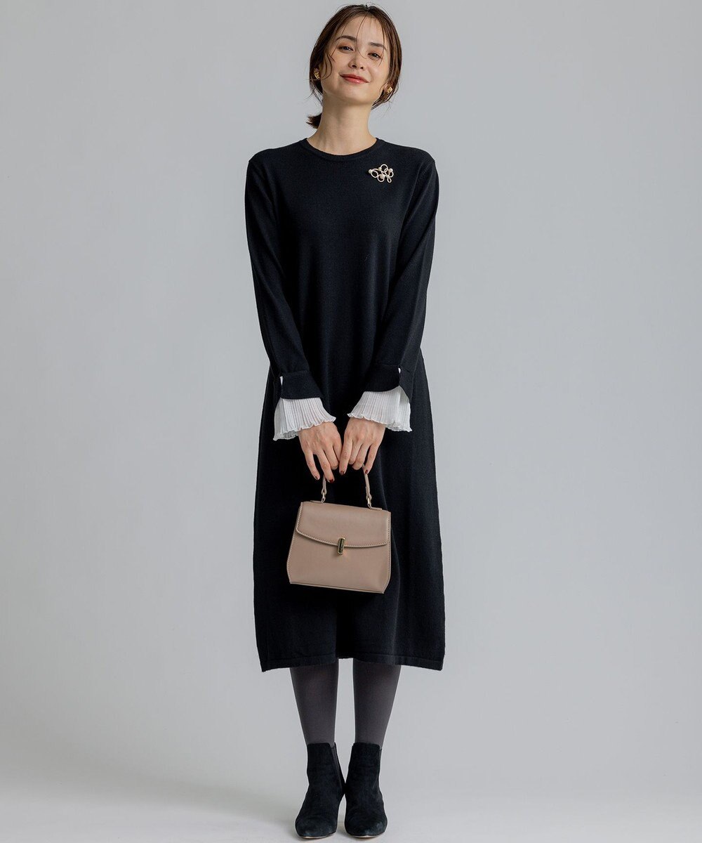 組曲 S 袖フリルニット ワンピース 