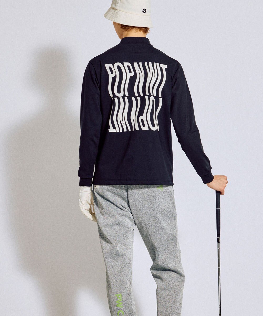 PW CIRCULUS 【裏起毛であたたか】【MEN】WAVY LOGO  裏起毛ロングスリーブモックネックT ゴルフ 