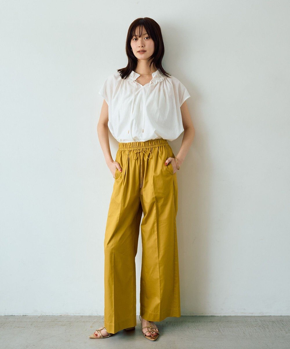 YECCA VECCA コットンイージー切替ワイドパンツ 