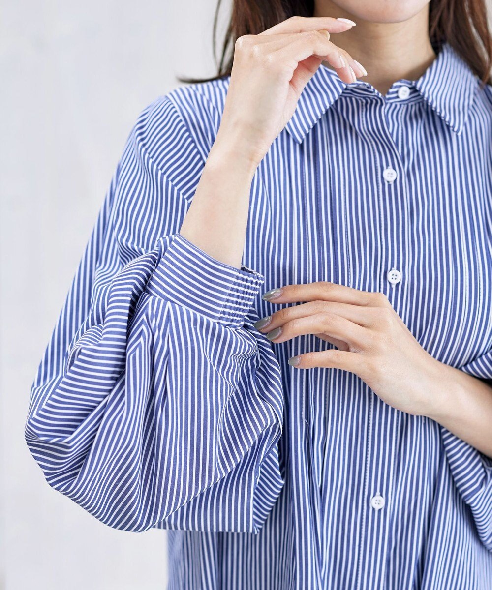 Tiaclasse 【洗える】パフ袖シャツチュニックブラウス 