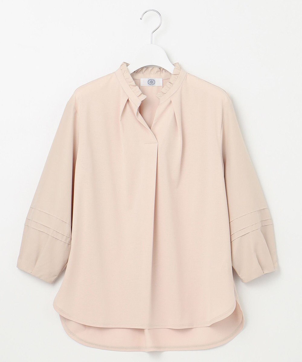 J.PRESS LADIES L コンビジャージー フリルネック カットソー 