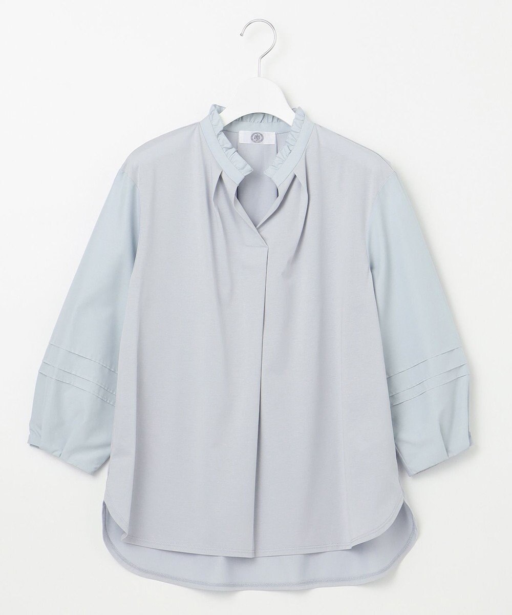 J.PRESS LADIES L コンビジャージー フリルネック カットソー 