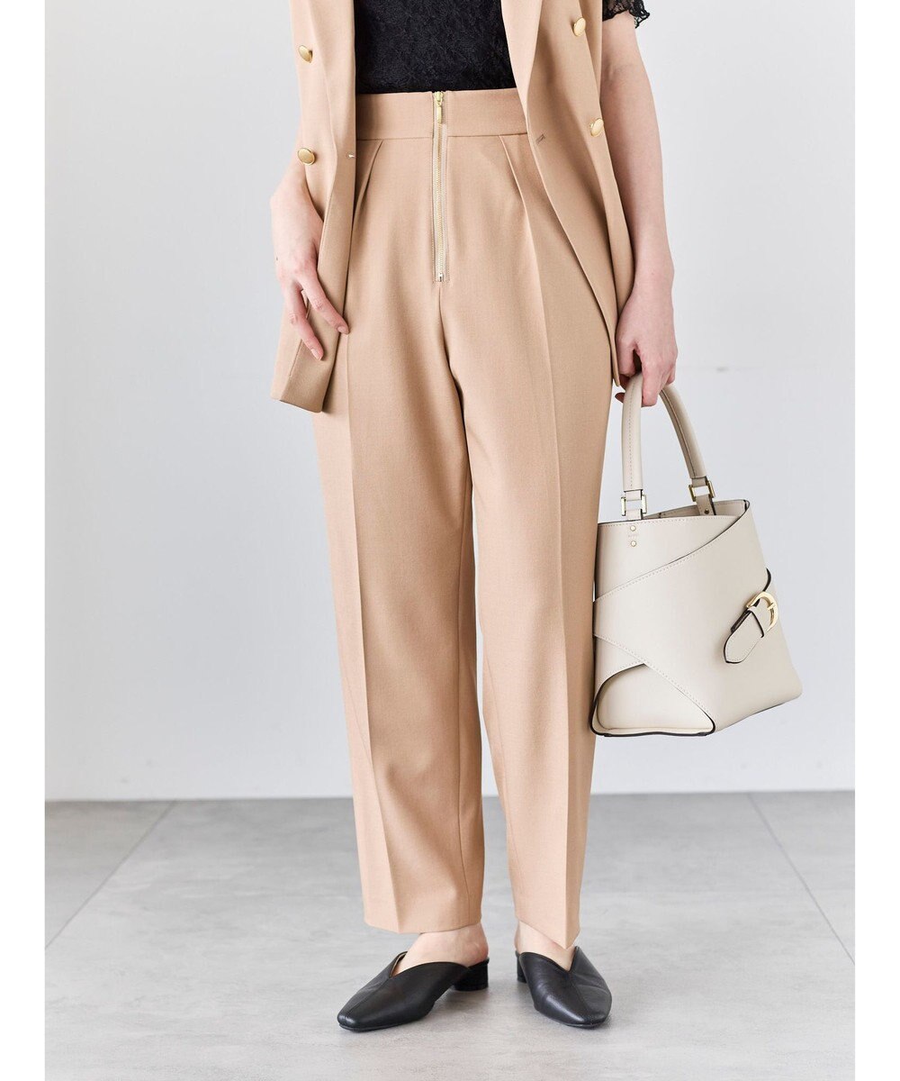 Te chichi フロントZIPリネンライクテーパードパンツ(セットアップ可) 