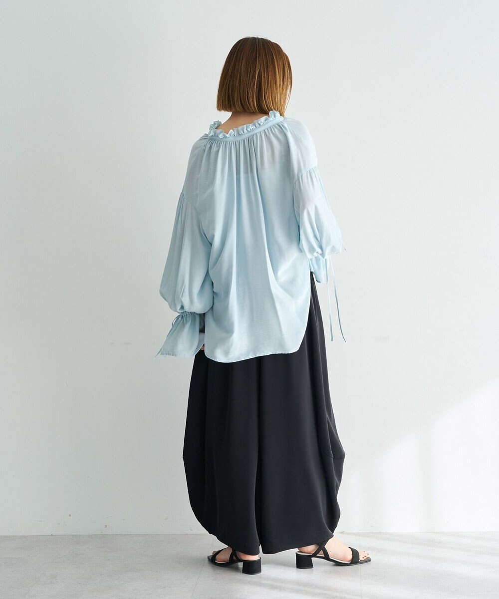 YECCA VECCA シャーリングギャザーリボンブラウス 