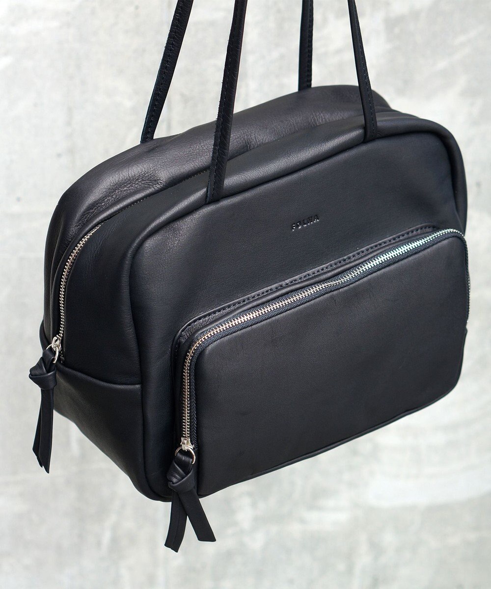 FOLNA RD ソフトレザーフロントポケットボストンバッグ 