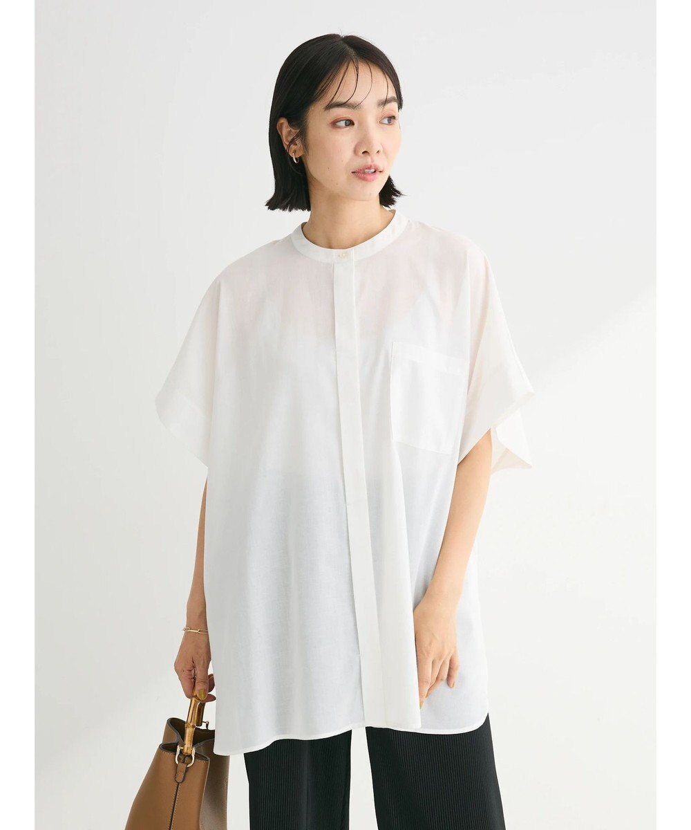 Green Parks 綿麻混ポンチョ風シャツ 