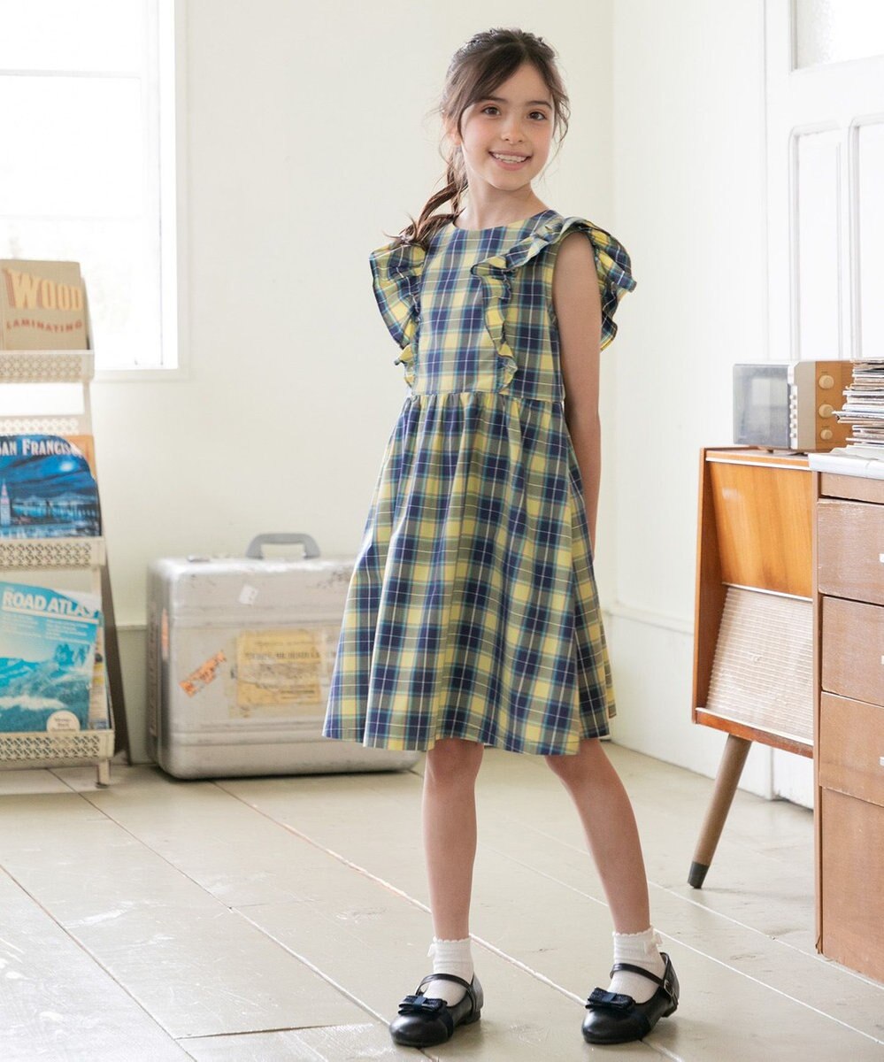組曲 KIDS 【110-140㎝】チェックフリル ワンピース 