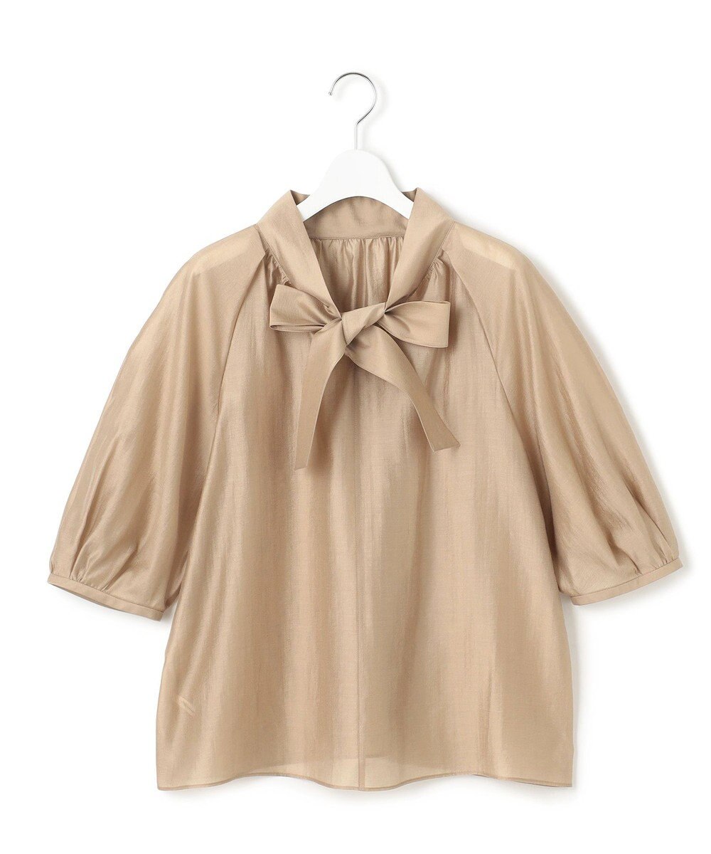 23区 L 【WEB&一部店舗限定/洗える】ライトシアーミクスチャー ボウタイ ブラウス 