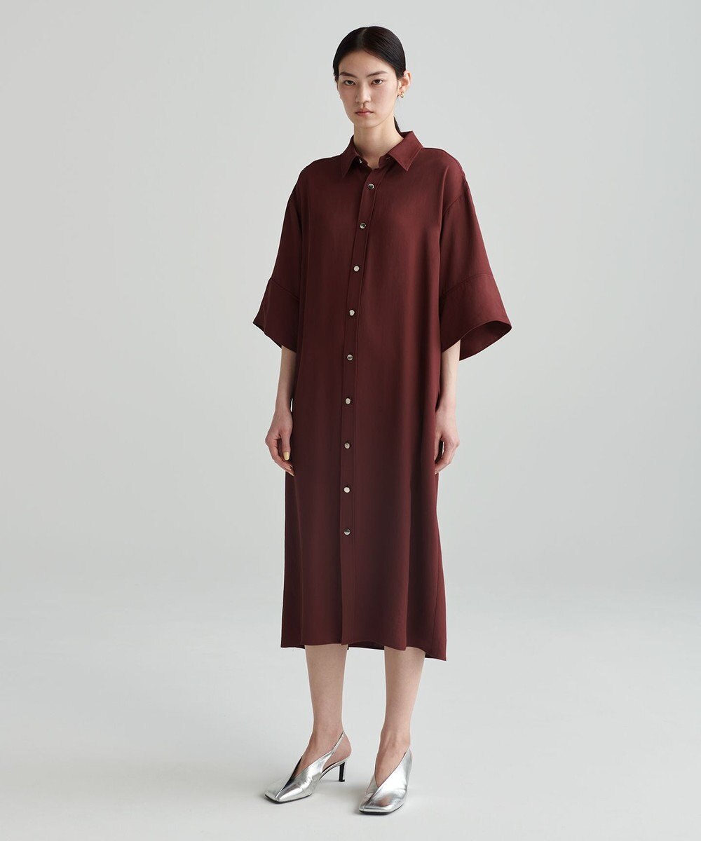 NAVE 【ReNAVE  洗える】アセテートギャバシャツドレス 