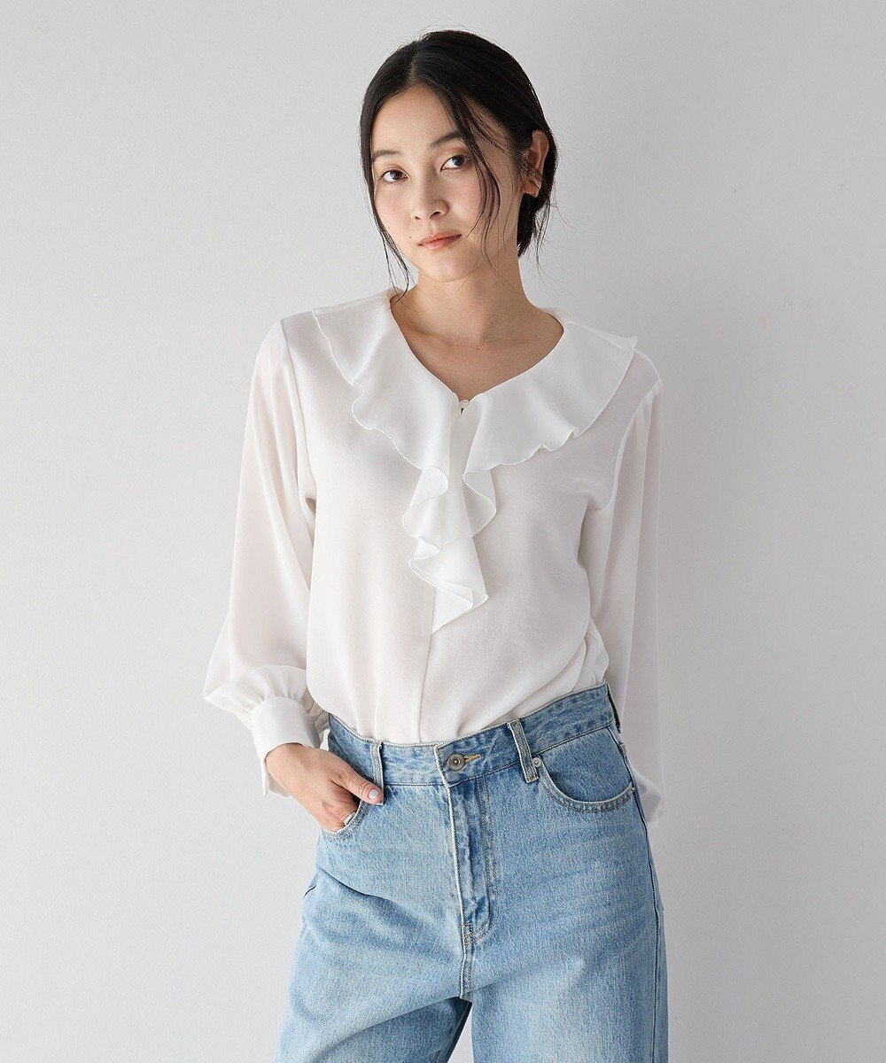 YECCA VECCA ラッフルブラウス 