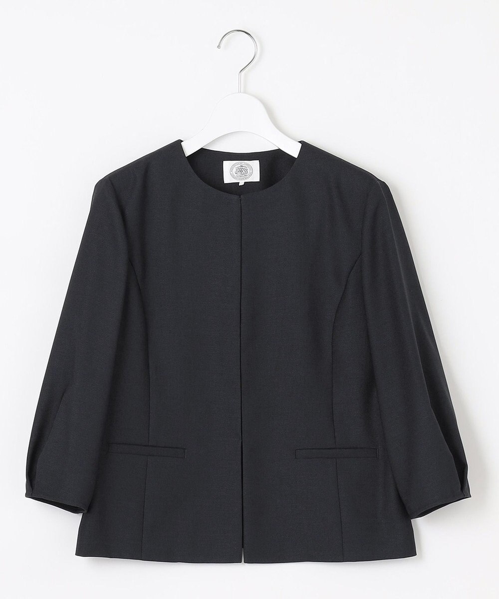 J.PRESS LADIES L 【洗える】FLAXASAオックス ノーカラー ジャケット 