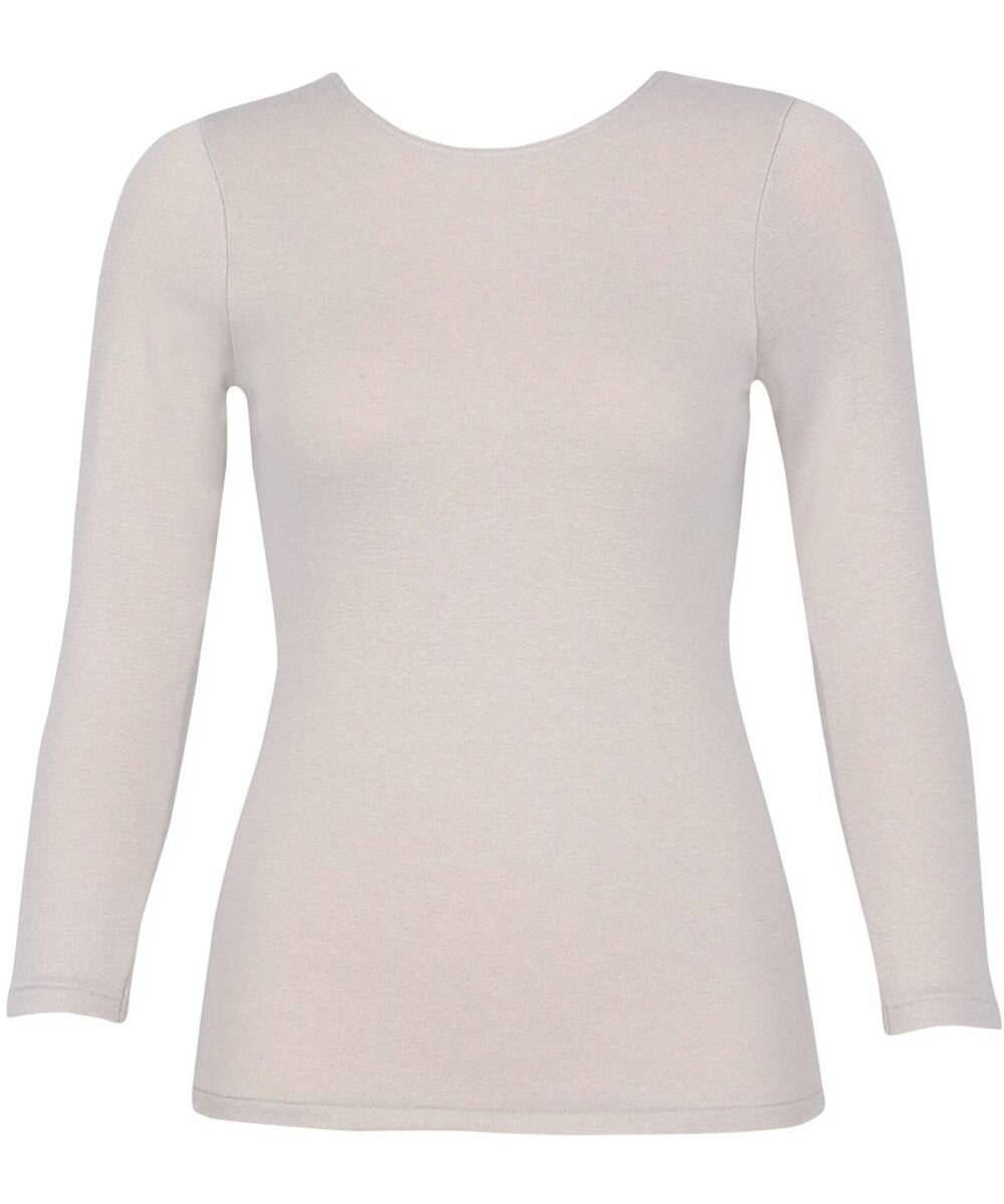 Wing あったかインナー 綿混 裏起毛 厚手 よく伸びる素材 【ラクのびサーモ】 8分袖 長袖 ネックせまめ 秋 冬 EL6914 ウイング／ワコール 