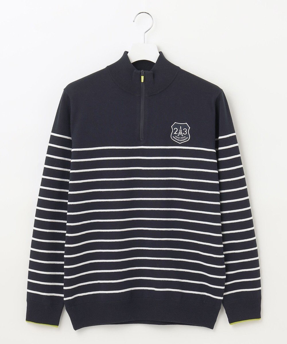 23区GOLF 【MEN】【手洗い可】コットンブレンド ハーフジップ ニット 