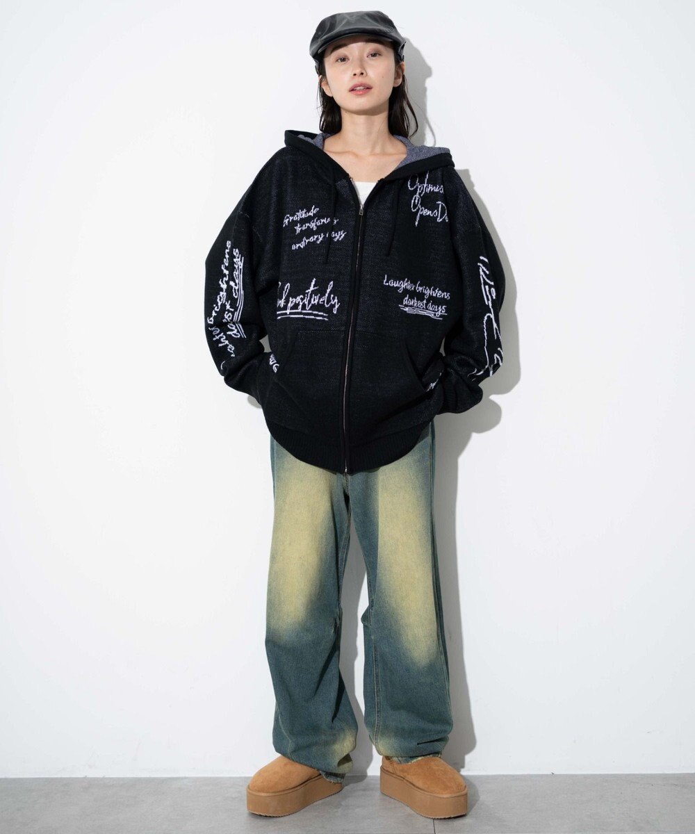 WEGO 【ユニセックス着用ITEM】ジャガードロゴジップパーカー 