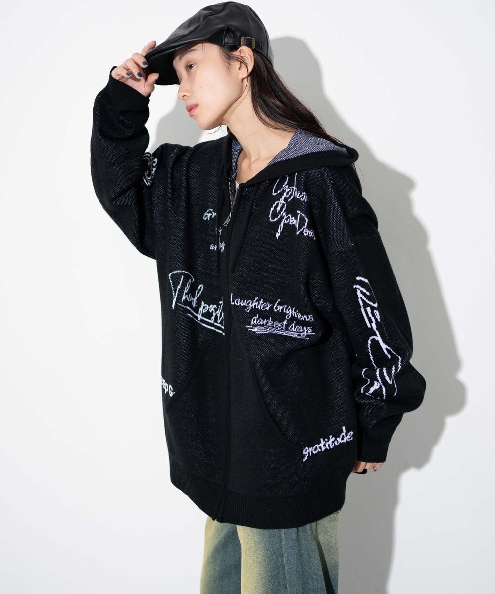 WEGO 【ユニセックス着用ITEM】ジャガードロゴジップパーカー 