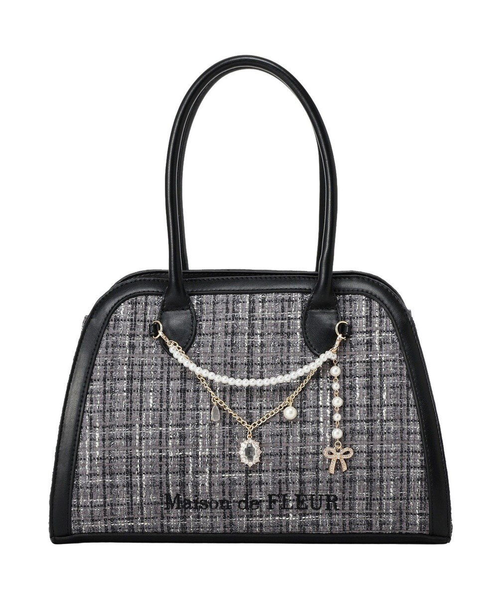 Maison de FLEUR チャーム付きツイード2Wayバッグ 