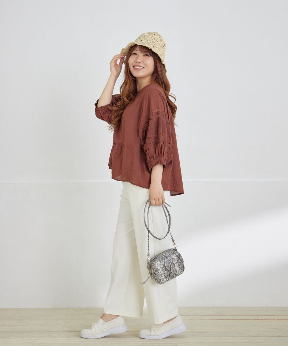 Tiaclasse 【洗える】コットンエンブロイダリーブラウス 