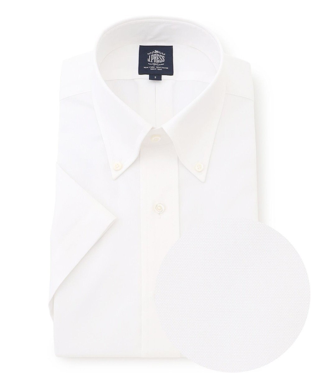 J.PRESS MEN 【PREMIUM PLEATS / 形態安定】ピンオックス 半袖シャツ / B.D. 