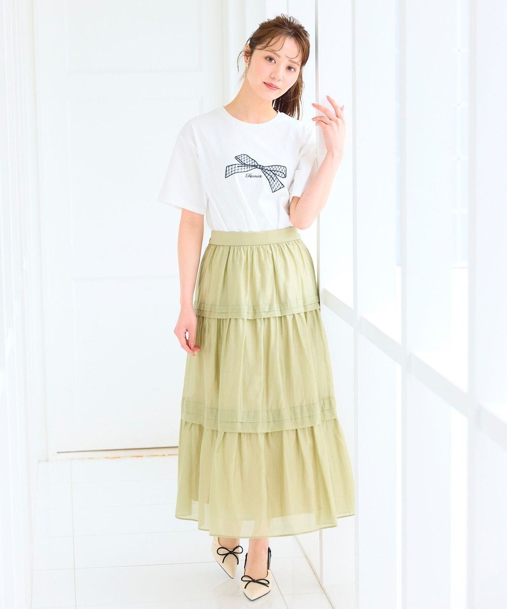 Feroux 【洗える】タックデザインティアードスカート 