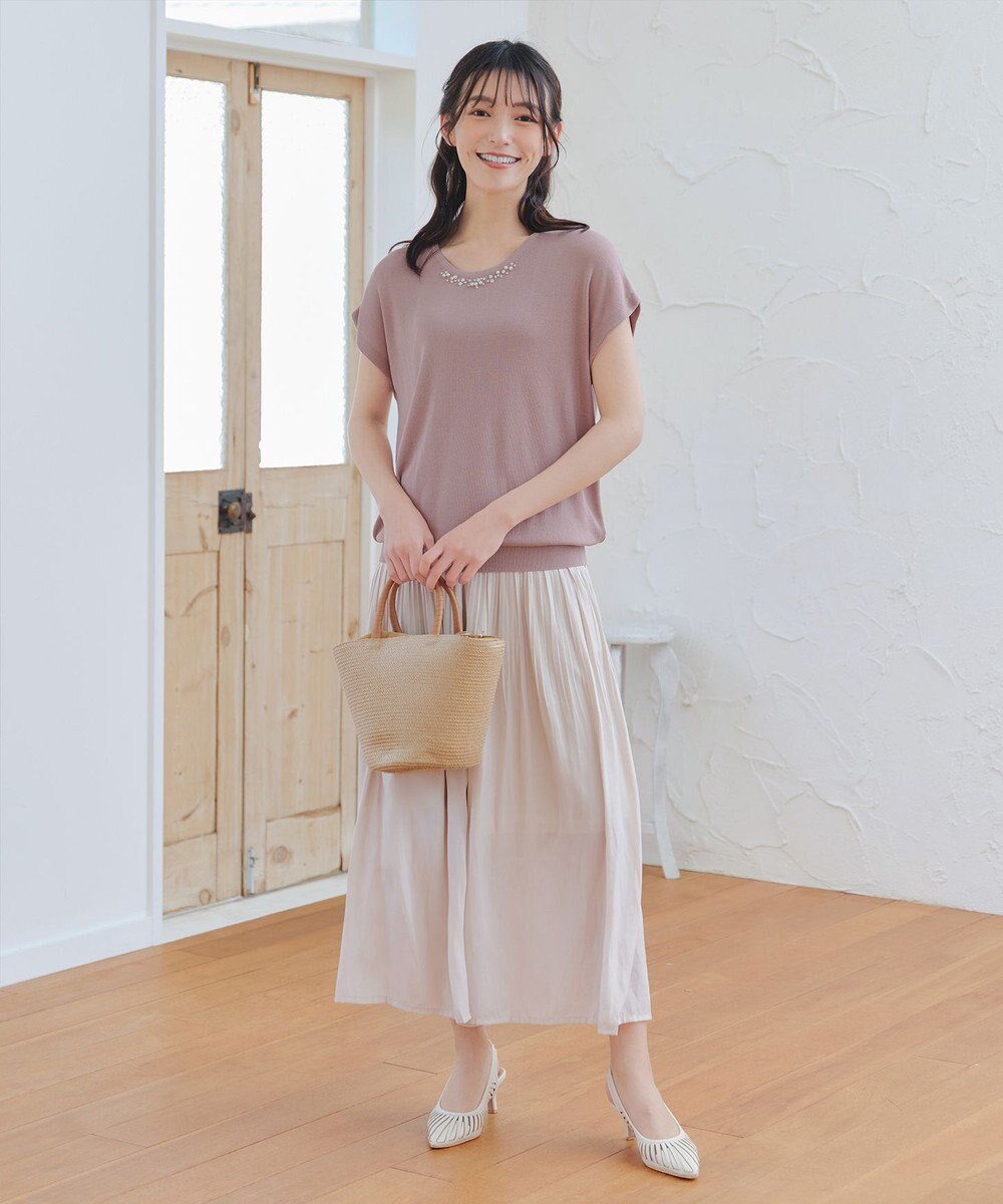 Tiaclasse 【洗える】ヴィンテージサテン消しプリーツパンツ 