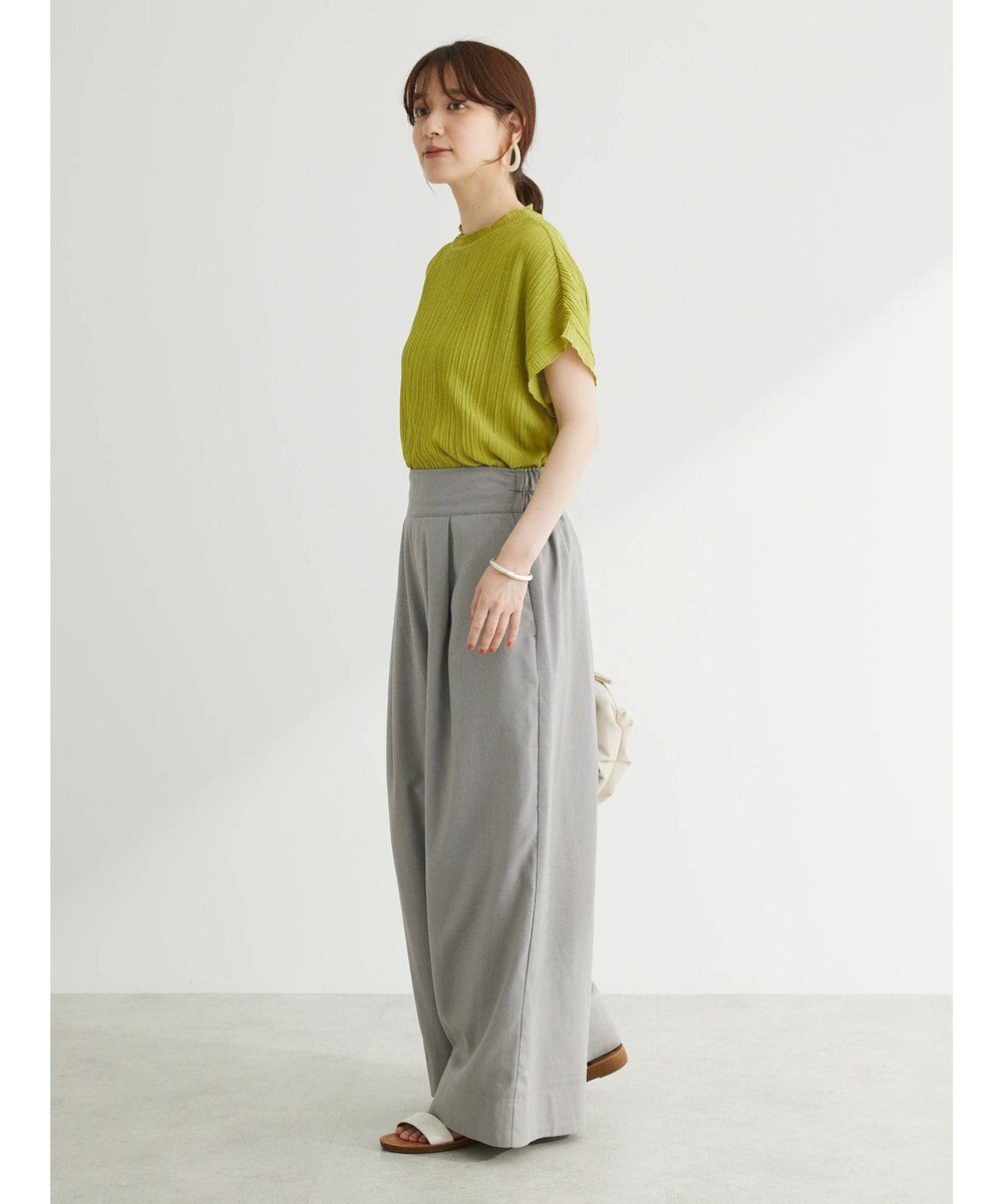 Green Parks プリーツ加工フレンチスリーブカットプルオーバー 