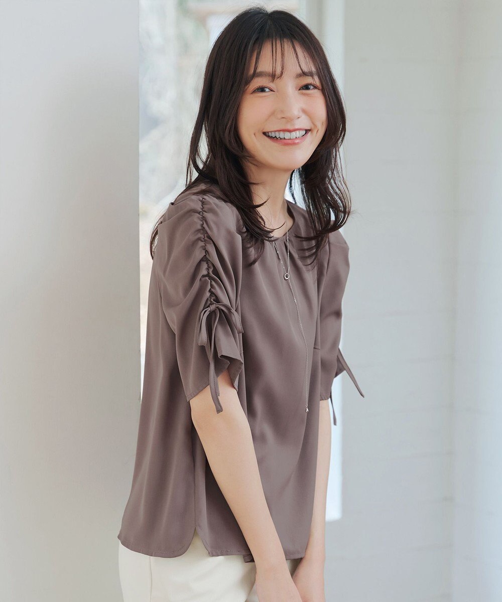 Tiaclasse 【洗える】ボリュームスリーブリボンブラウス 