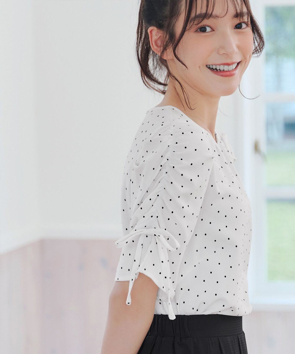Tiaclasse 【洗える】ボリュームスリーブリボンブラウス 